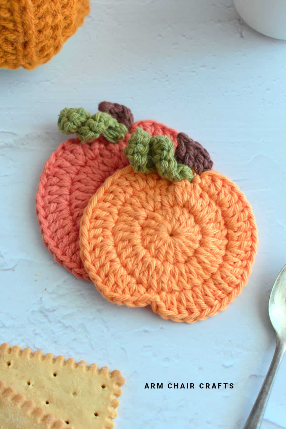 Pumpkin crochet coasters.