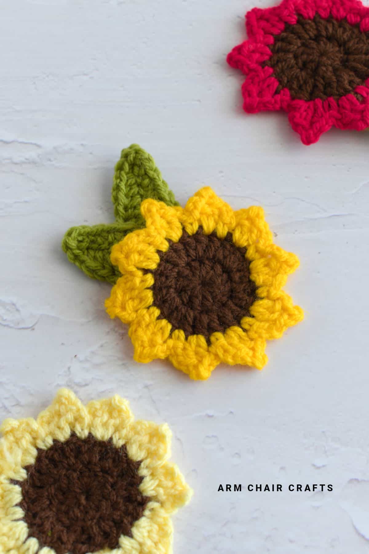 Yellow crochet sunflower.