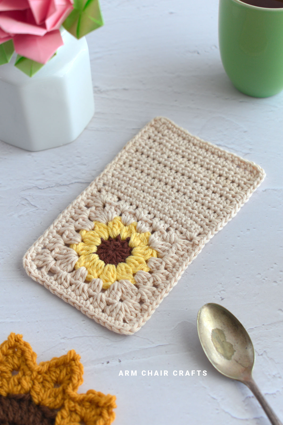 Sunflower mug rug.