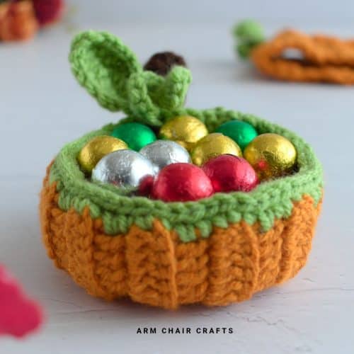 Pumpkin crochet bowl.