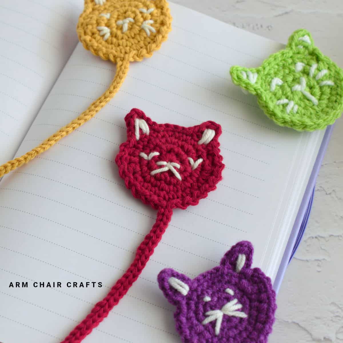 Crochet cat bookmarks.