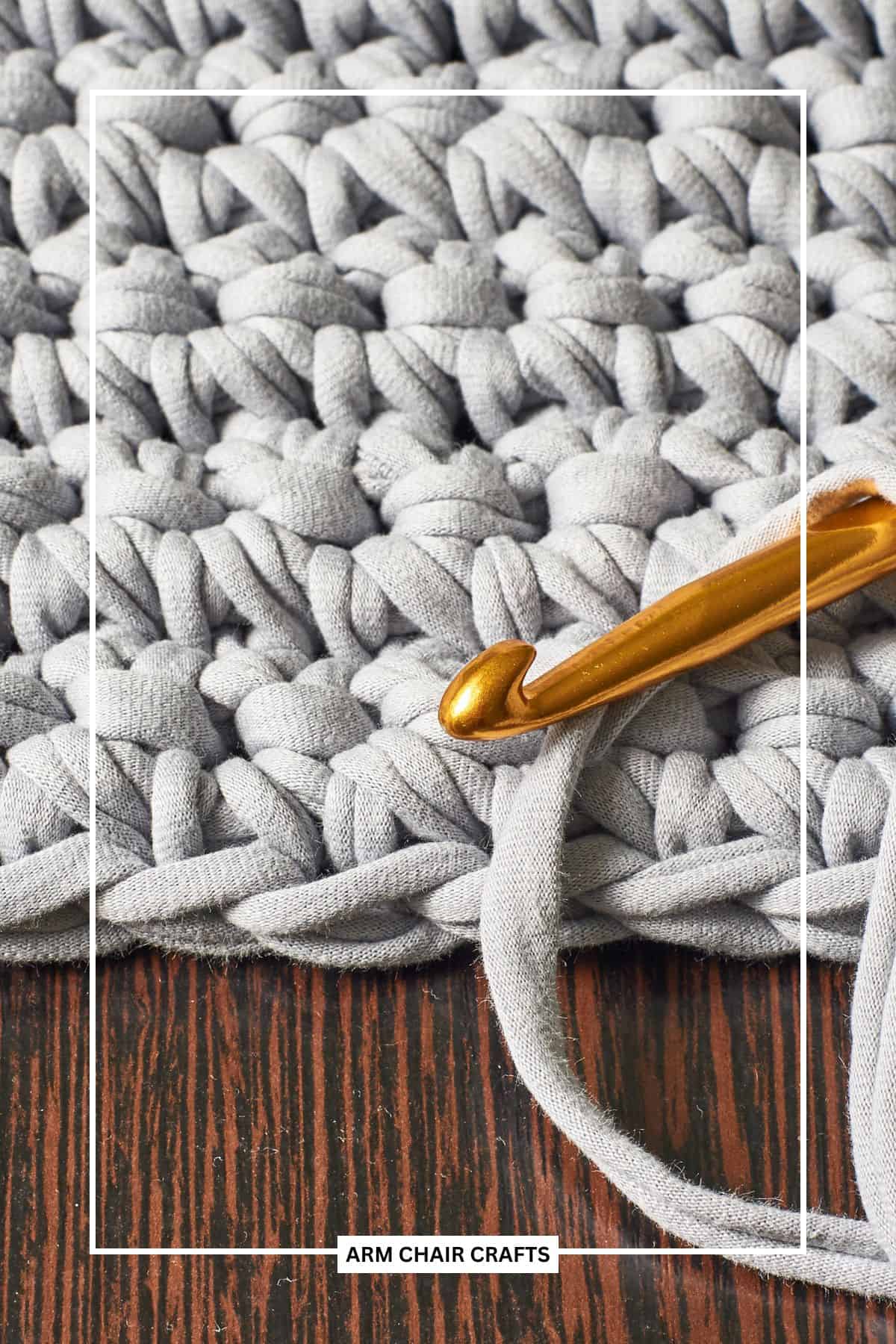 Close up image of crochet stitches.